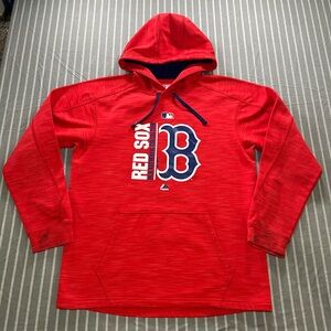 Boston Red Sox Hoodie Mens Medium Red MLB Baseball Majestic Authentic ThermaBase